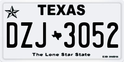 TX license plate DZJ3052