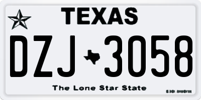 TX license plate DZJ3058