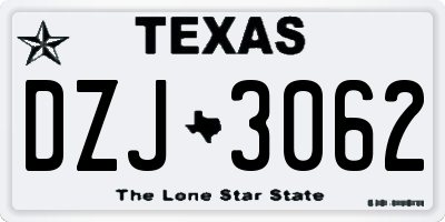 TX license plate DZJ3062