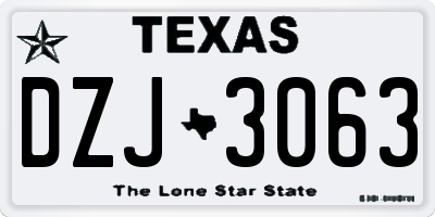 TX license plate DZJ3063