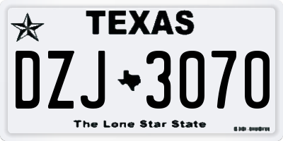 TX license plate DZJ3070