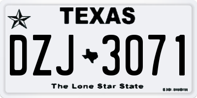 TX license plate DZJ3071