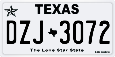TX license plate DZJ3072