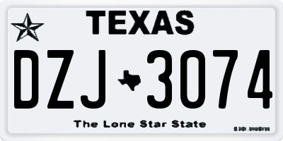 TX license plate DZJ3074