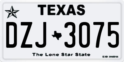 TX license plate DZJ3075