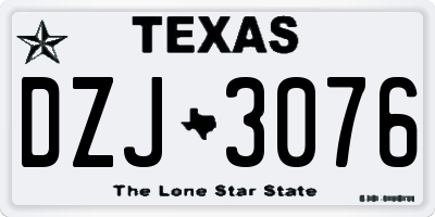 TX license plate DZJ3076