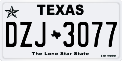 TX license plate DZJ3077