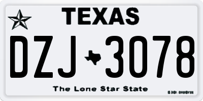 TX license plate DZJ3078