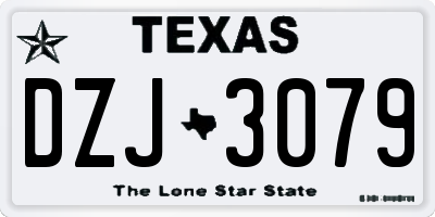 TX license plate DZJ3079