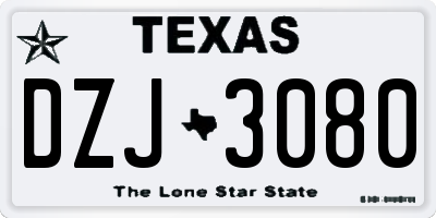 TX license plate DZJ3080