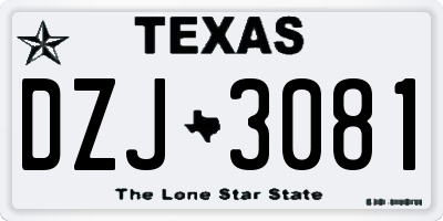 TX license plate DZJ3081
