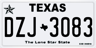 TX license plate DZJ3083