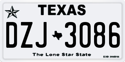 TX license plate DZJ3086