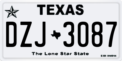 TX license plate DZJ3087