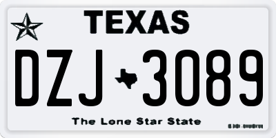 TX license plate DZJ3089