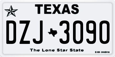 TX license plate DZJ3090