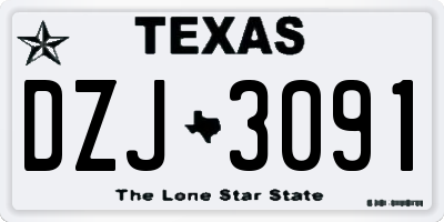 TX license plate DZJ3091