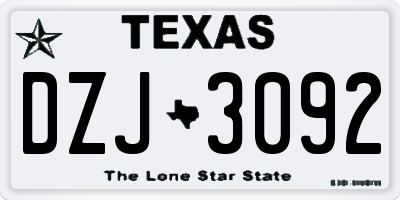 TX license plate DZJ3092
