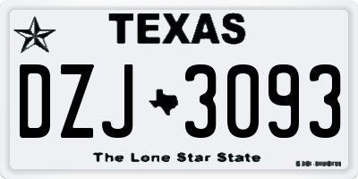 TX license plate DZJ3093