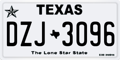 TX license plate DZJ3096