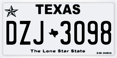 TX license plate DZJ3098