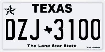 TX license plate DZJ3100