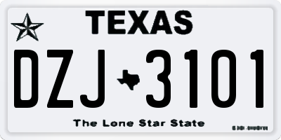 TX license plate DZJ3101