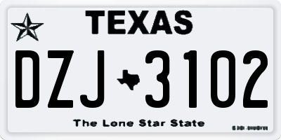 TX license plate DZJ3102