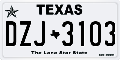 TX license plate DZJ3103