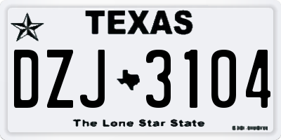 TX license plate DZJ3104