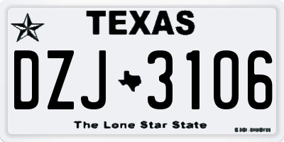 TX license plate DZJ3106