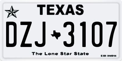 TX license plate DZJ3107