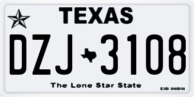 TX license plate DZJ3108