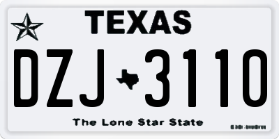 TX license plate DZJ3110
