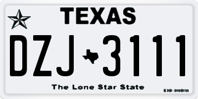 TX license plate DZJ3111