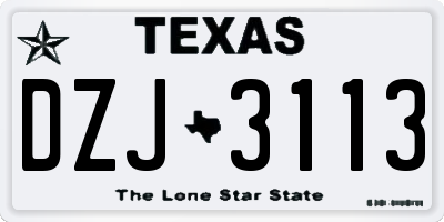TX license plate DZJ3113