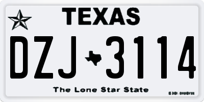 TX license plate DZJ3114