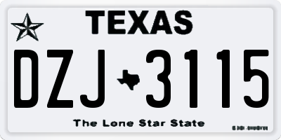 TX license plate DZJ3115