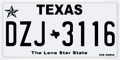 TX license plate DZJ3116