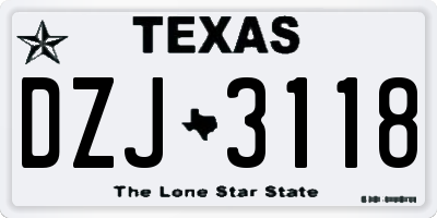 TX license plate DZJ3118