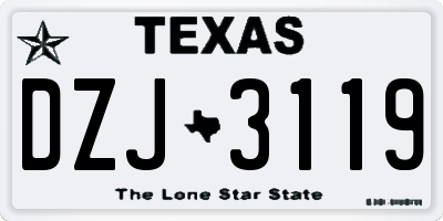 TX license plate DZJ3119