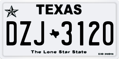 TX license plate DZJ3120