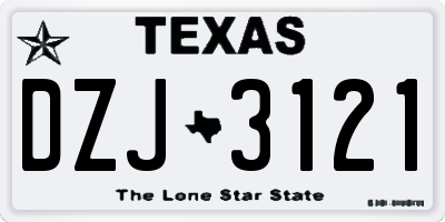 TX license plate DZJ3121