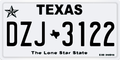 TX license plate DZJ3122