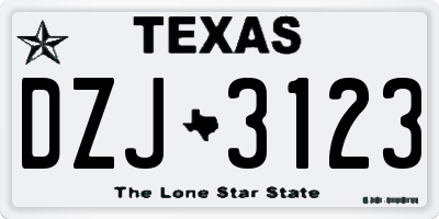 TX license plate DZJ3123
