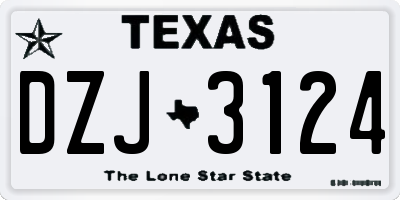 TX license plate DZJ3124