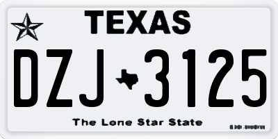 TX license plate DZJ3125