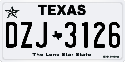 TX license plate DZJ3126