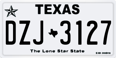 TX license plate DZJ3127