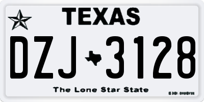 TX license plate DZJ3128